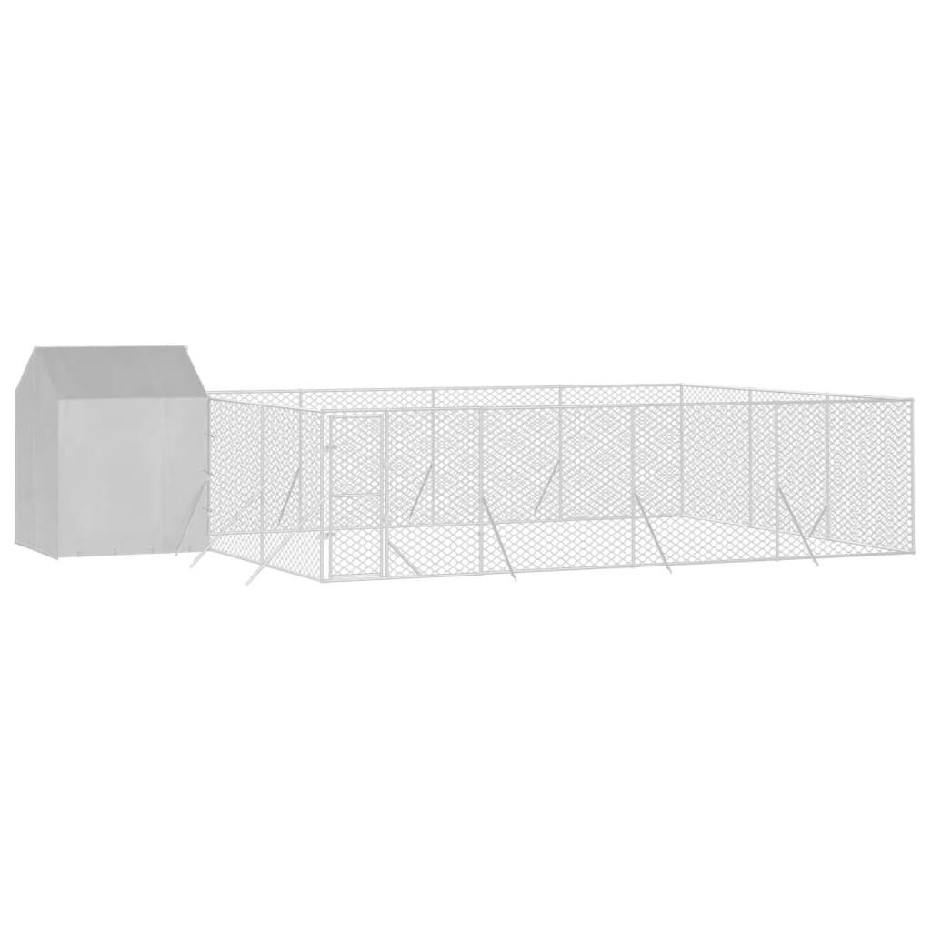 vidaXL Perrera exterior con toldo acero galvanizado plata 12x12x2,5 m, , large Imagen numero 8